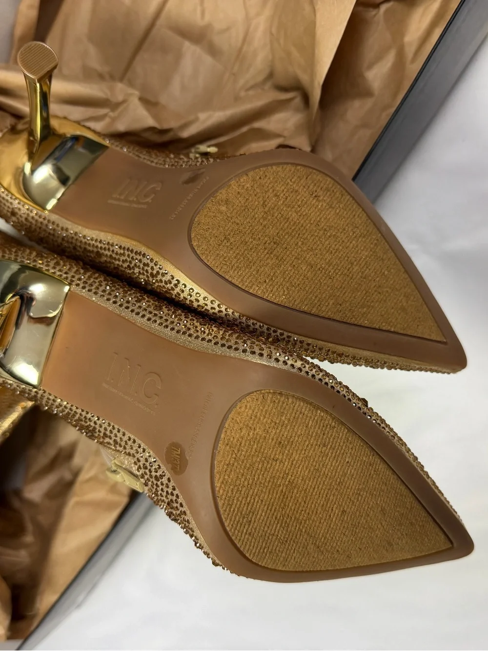 INC Saveria International Concepts Metallic Gold Over-the-Knee Stiletto Boots